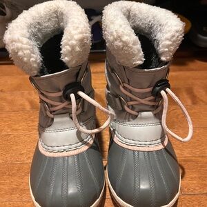 Kids Sorel Gray and Pink Snow Boots